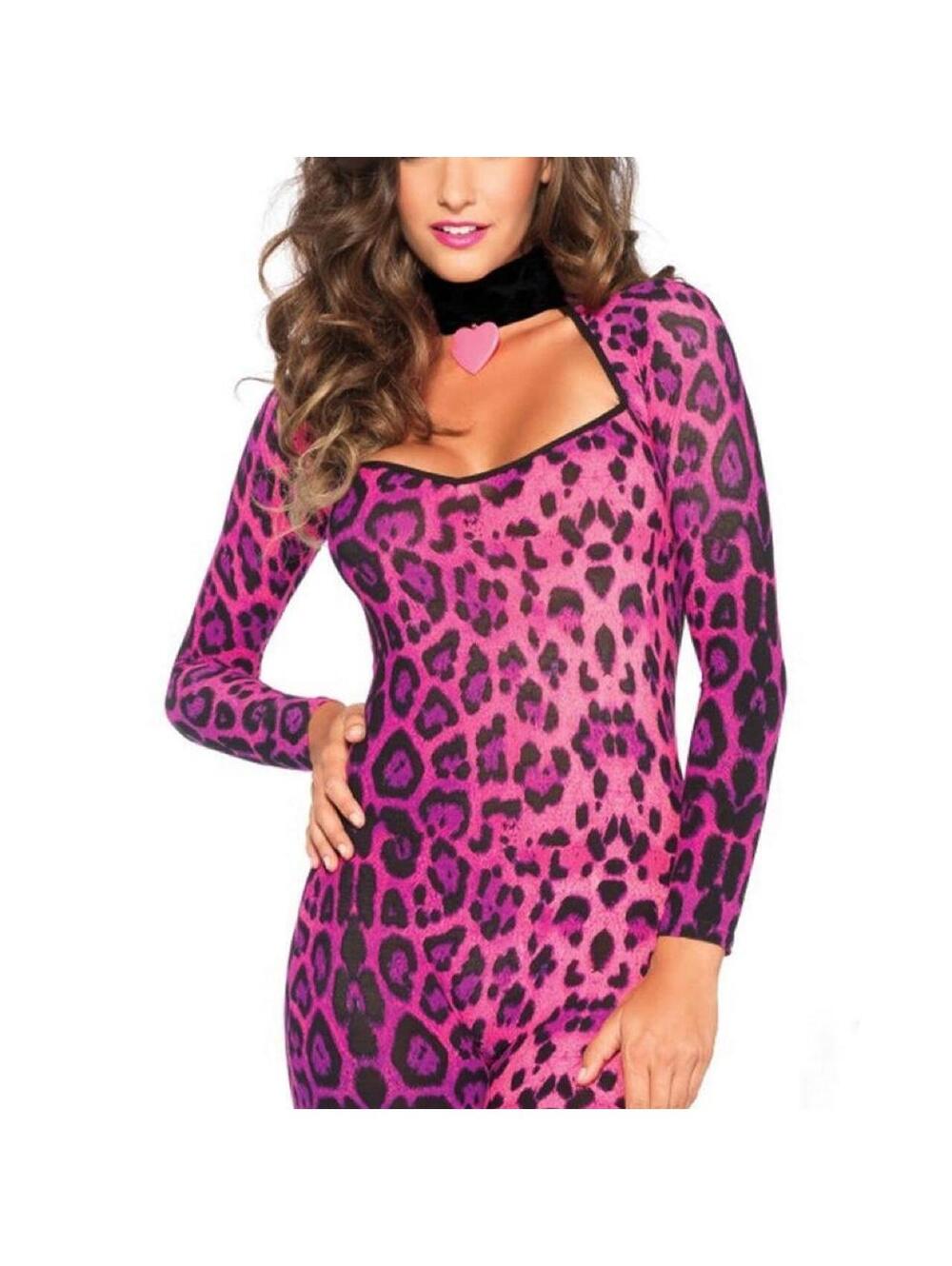 Leg Avenue Pretty Pink Pussycat Leopard Print Sexy Halloween Costume Set Size L